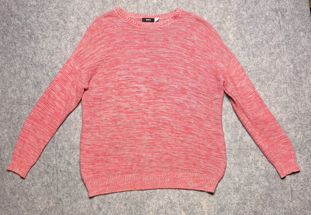 BDG Urban Outfitters Womens S Pink Oversized Knit Pullover Sweater Crew Neck